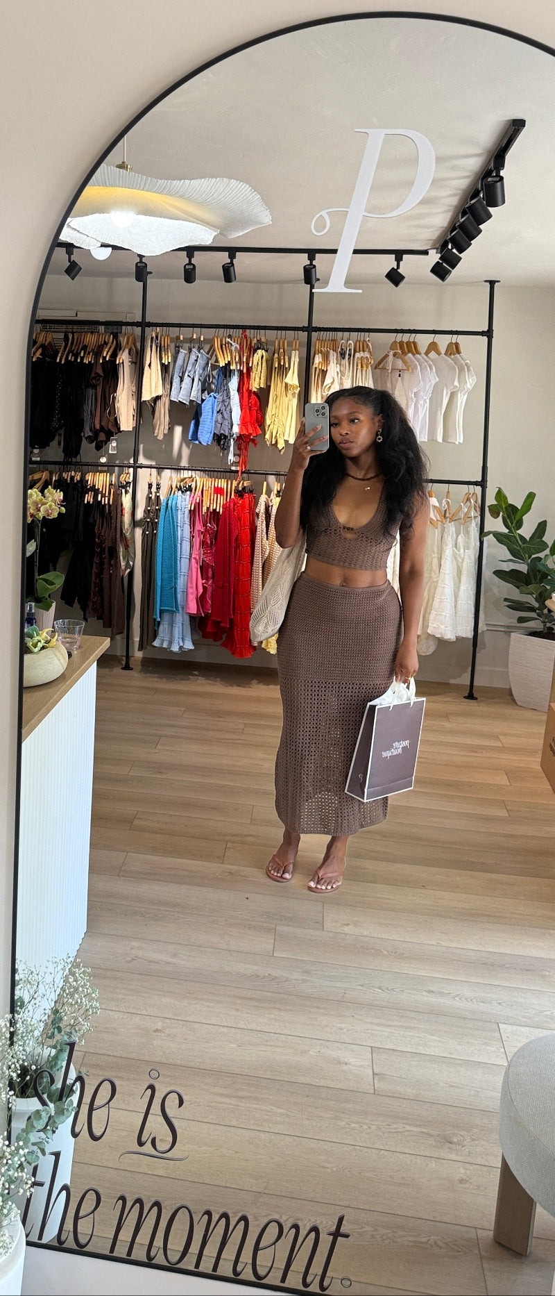 Brown Crochet Maxi Skirt