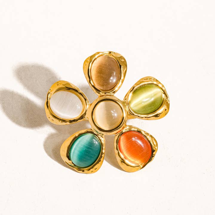 Vintage Stone Floral Ring