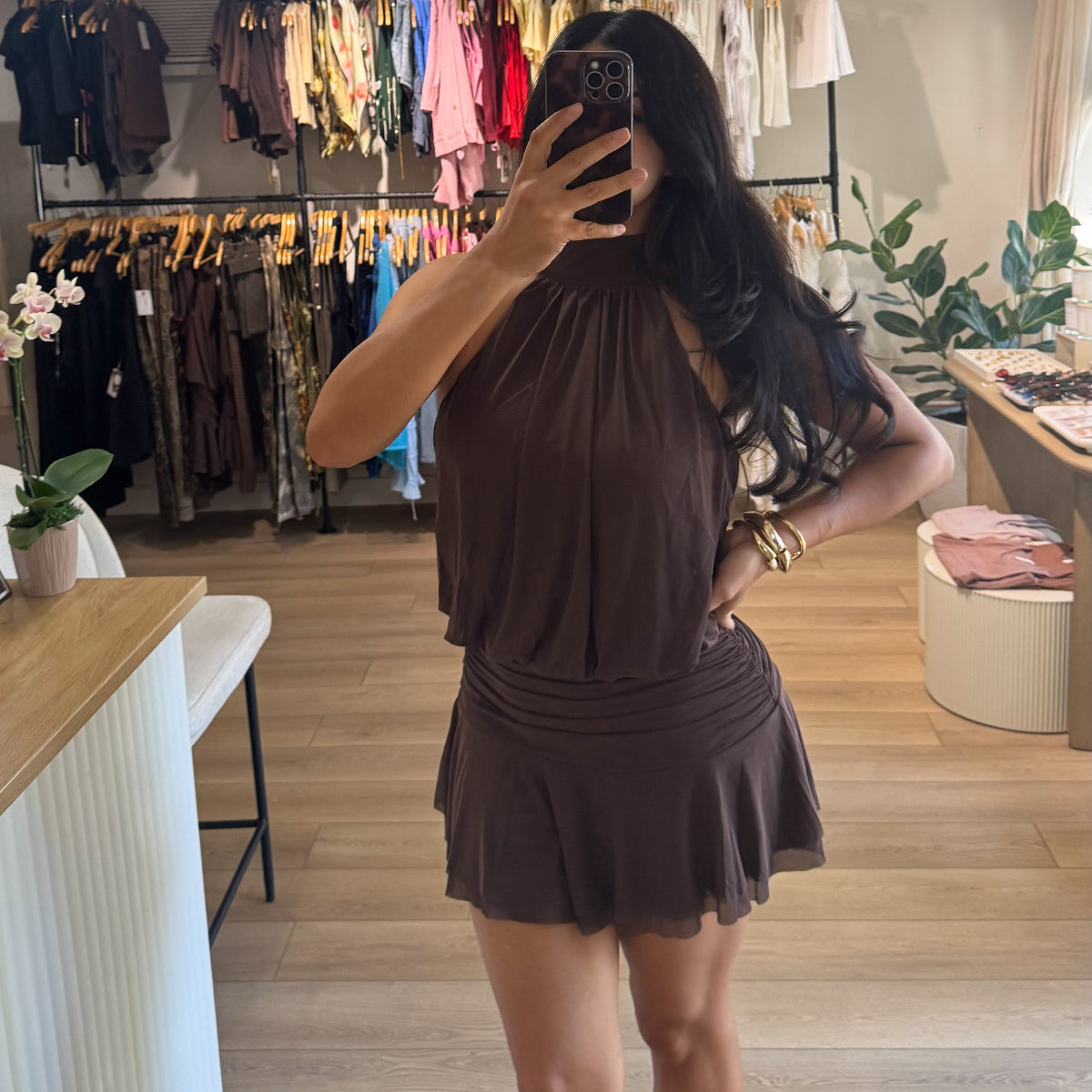 Invite Only Mini Dress- Chocolate