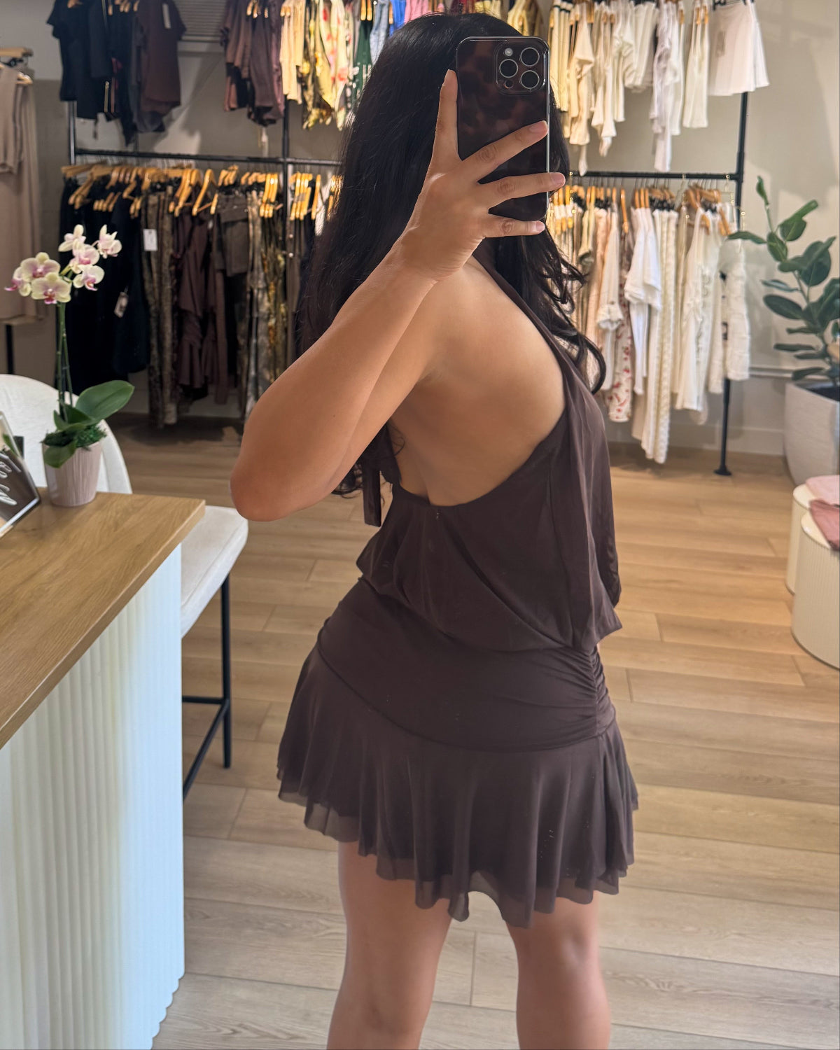 Invite Only Mini Dress- Chocolate