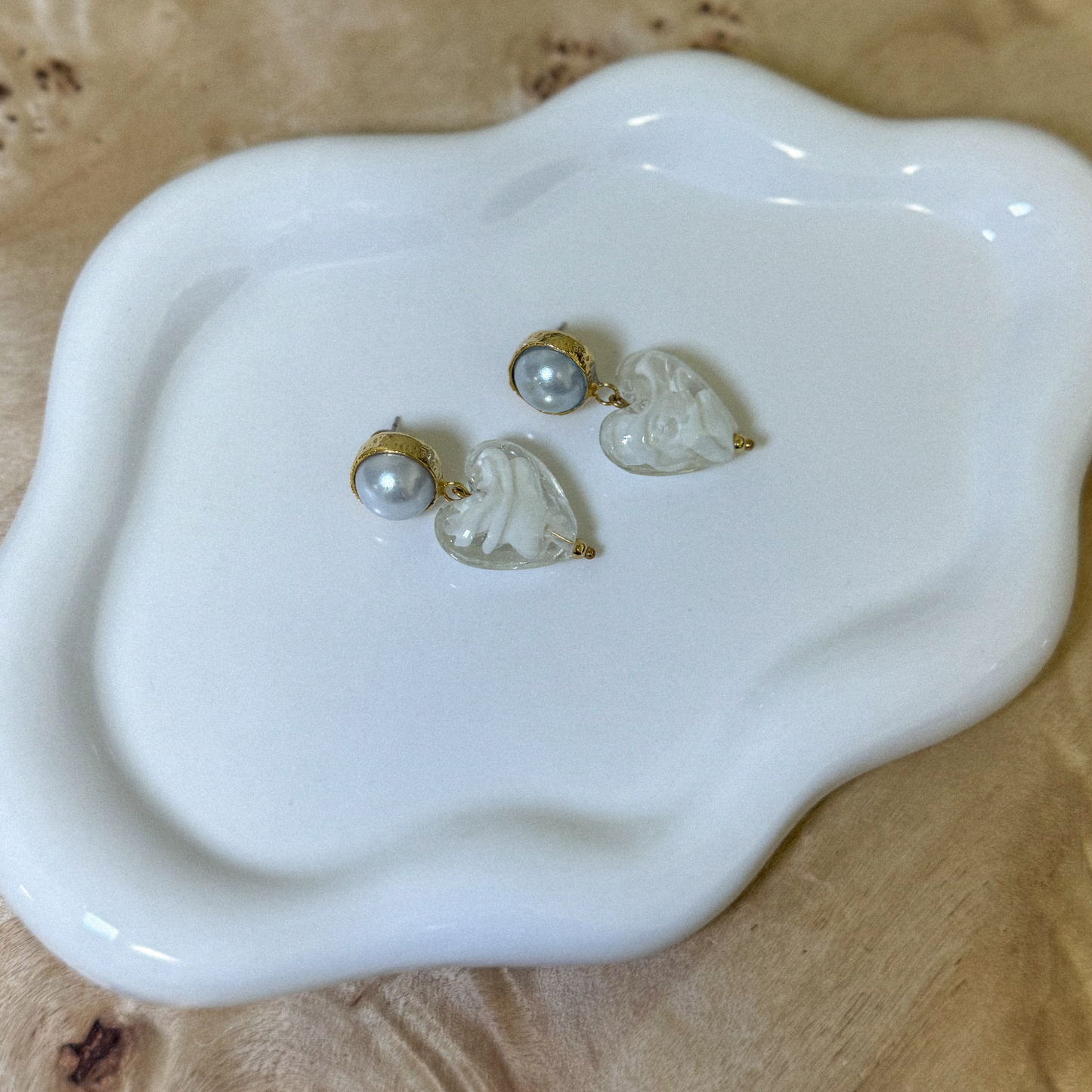 Heart of Glass Earrings-Cloud