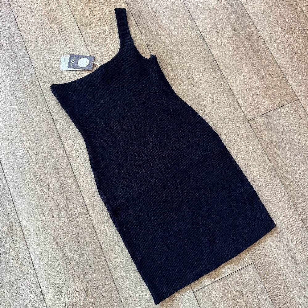 One Shoulder Mini Dress- Black