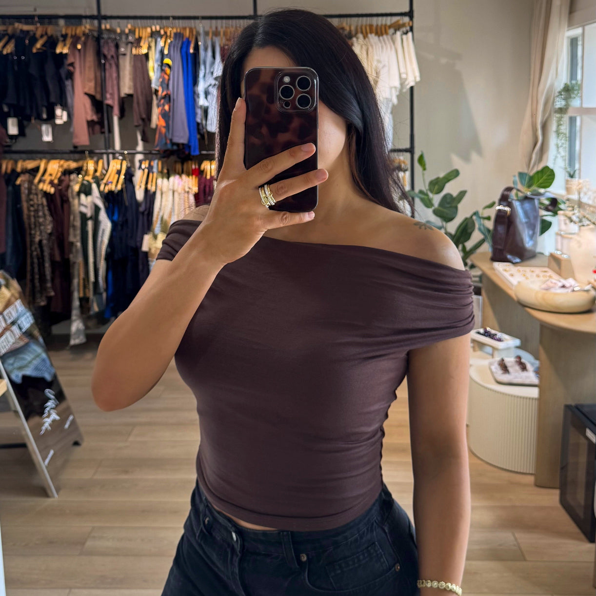 Falling Easy Top- Brown
