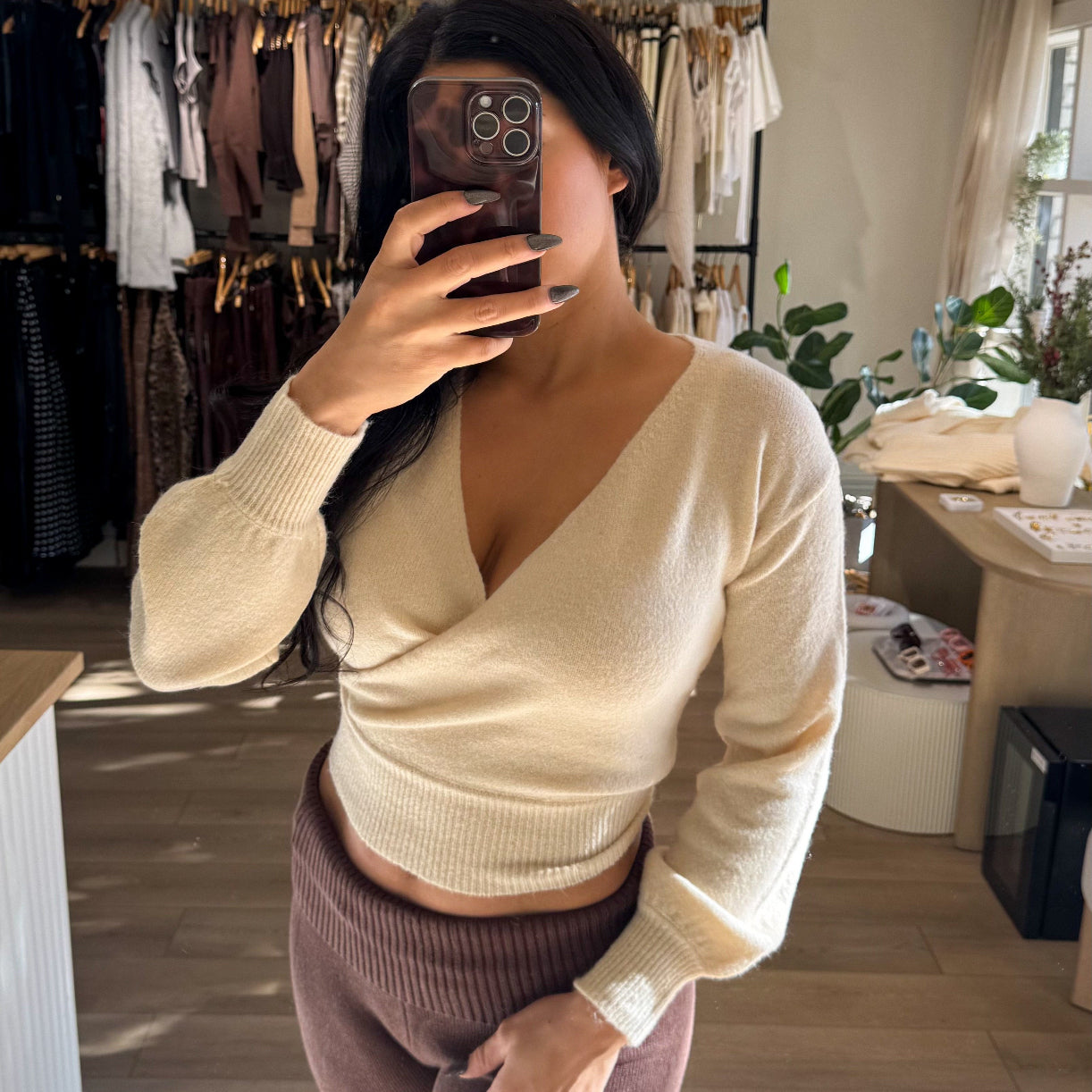 Vanilla Latte V Neck Sweater