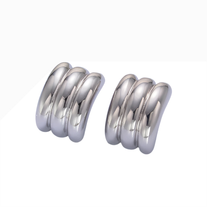 Everyday Triple Band Hoops- Silver