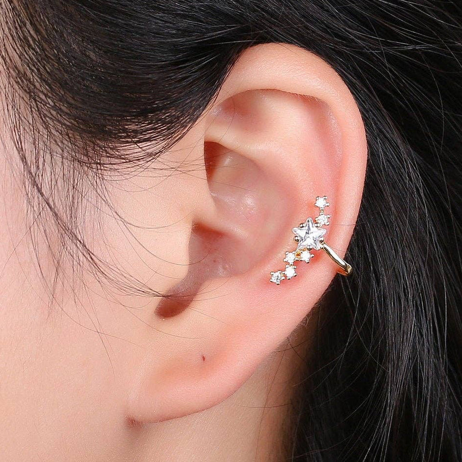 Gold CZ Star Ear cuff