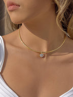 Campbell 18K Gold Non-Tarnish Classic CZ Choker: Yellow Gold / Oval-O
