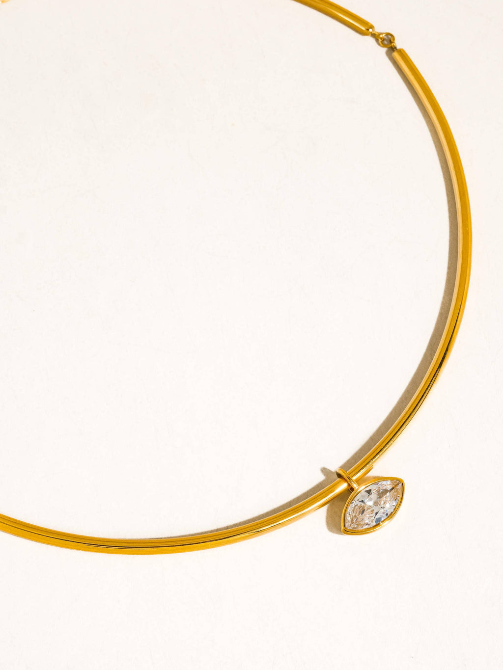 Campbell 18K Gold Non-Tarnish Classic CZ Choker: Yellow Gold / Oval-O
