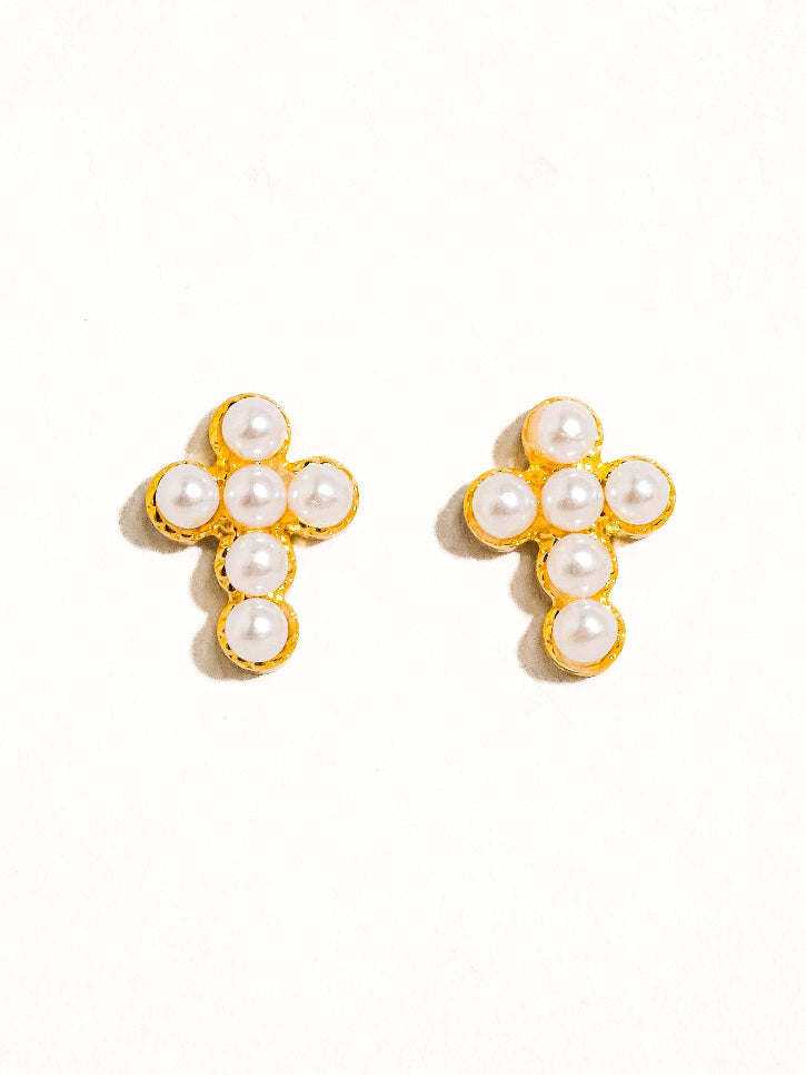 Pearl Cross Studs