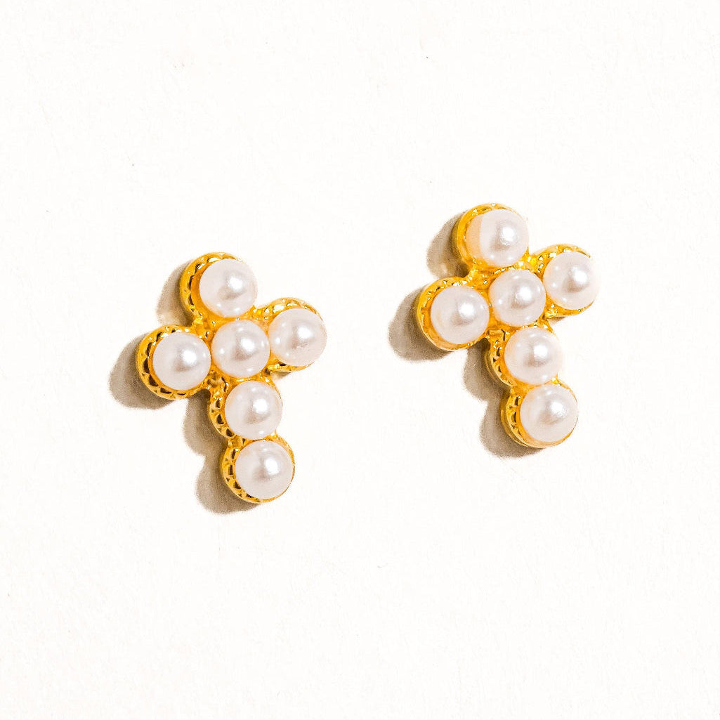 Pearl Cross Studs