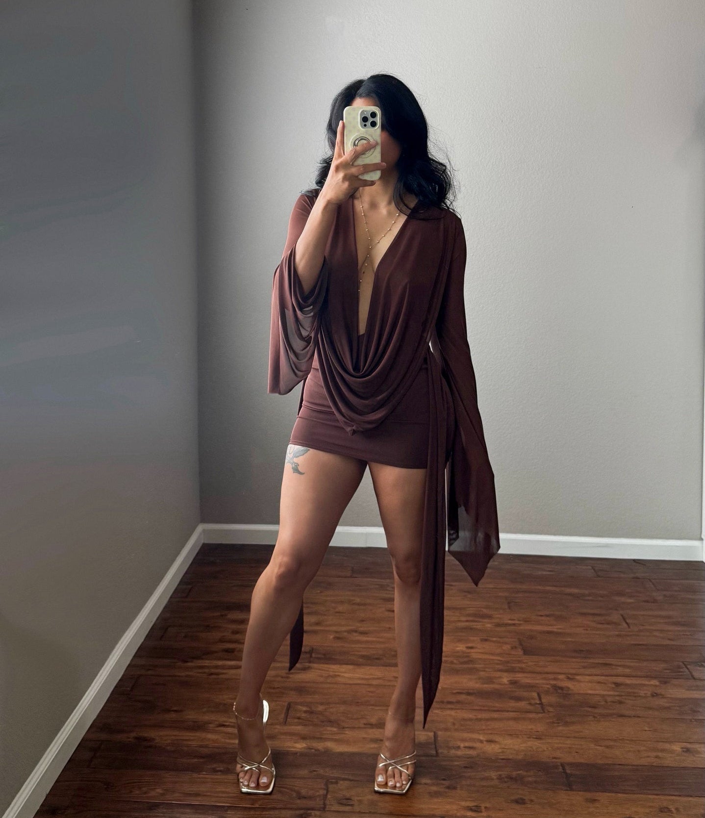 Main Character Mini Dress- Mocha