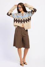 Moodboard Trouser Shorts- Brown