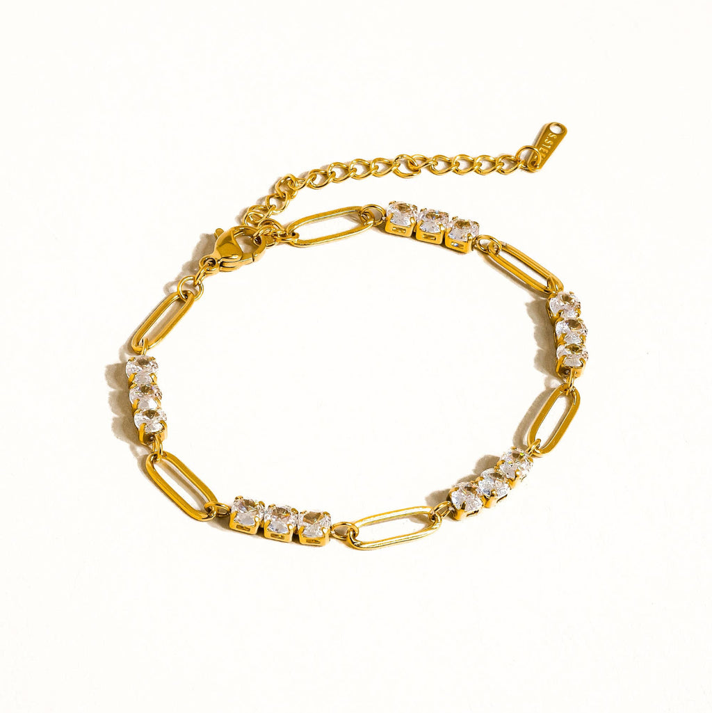 Basil Rhinestone Chain Bracelet