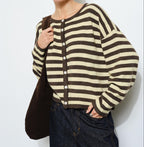 Paisley Striped Boxy Button Up Cardigan