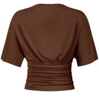 Off Duty Plunging Top- Brown