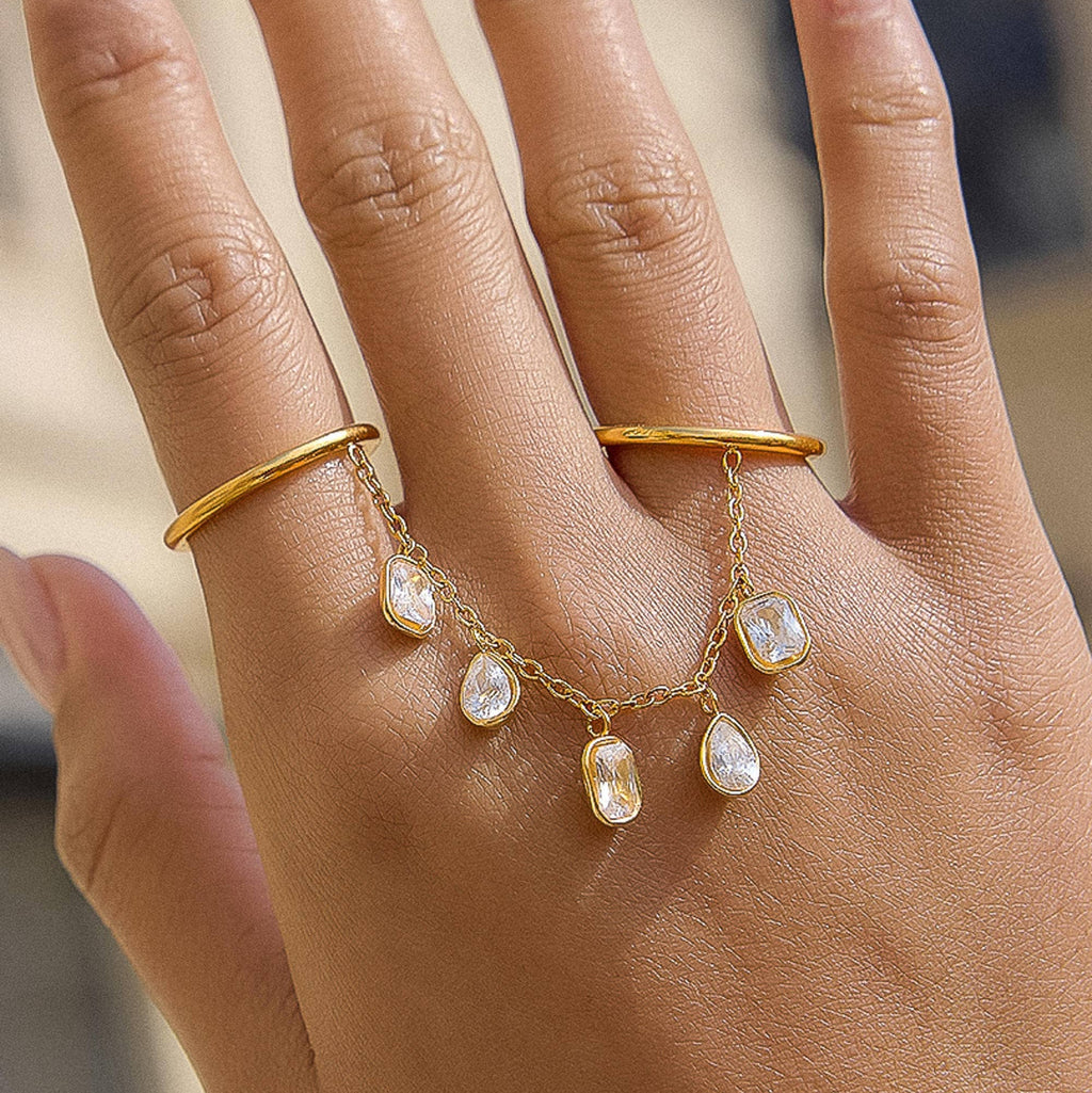 Cosette CZ Dangle Drop Ring