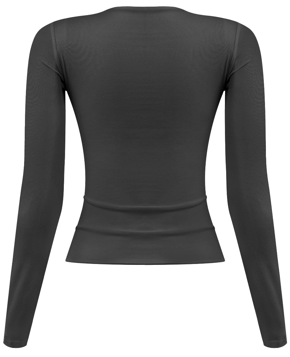 Keep You Close Round Neck Top- Black