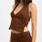 Saddle Up Halter Top- Brown
