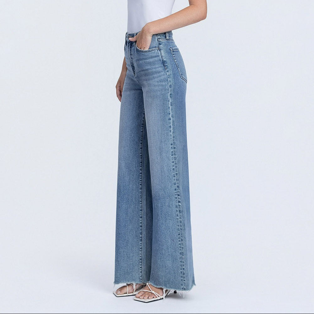 Medium Wash Wide Leg Denim Jeans