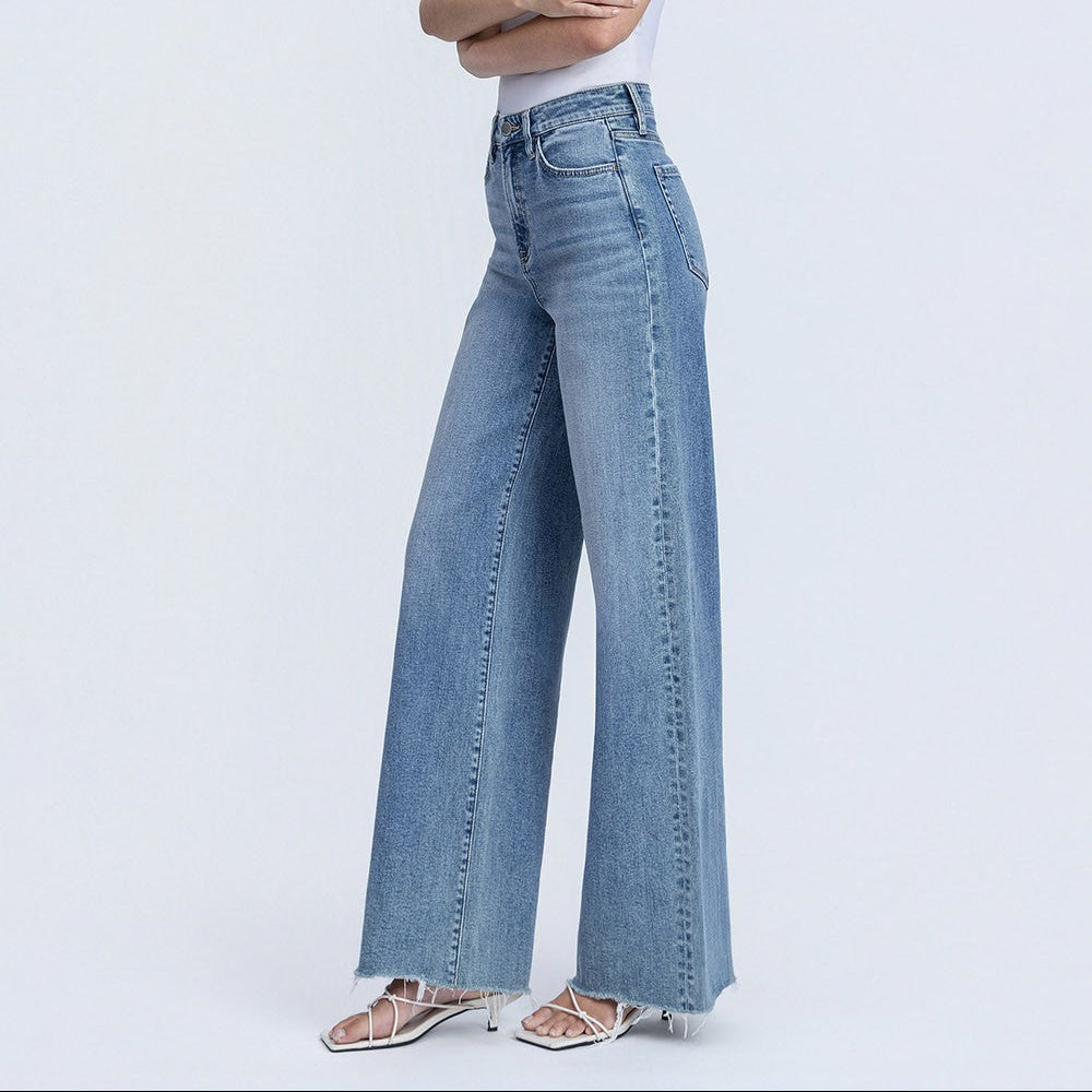 Medium Wash Wide Leg Denim Jeans
