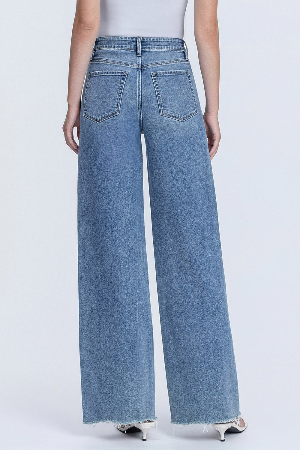 Medium Wash Wide Leg Denim Jeans