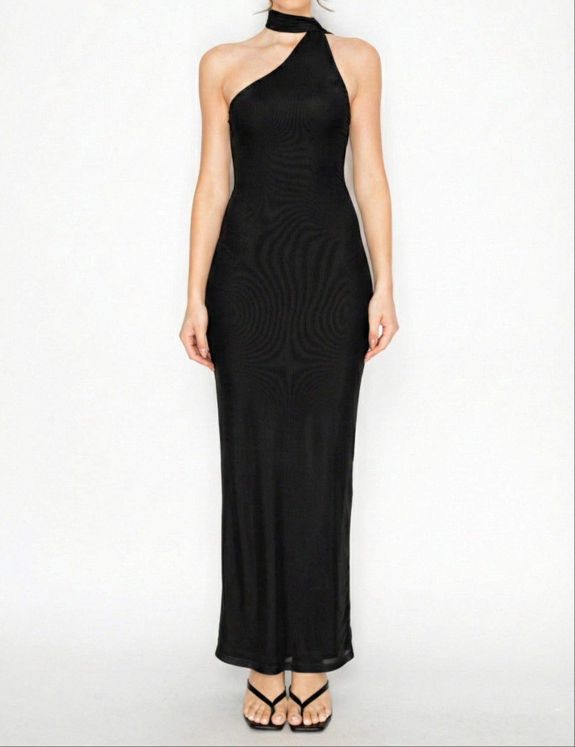 Lady in Black Maxi Dress