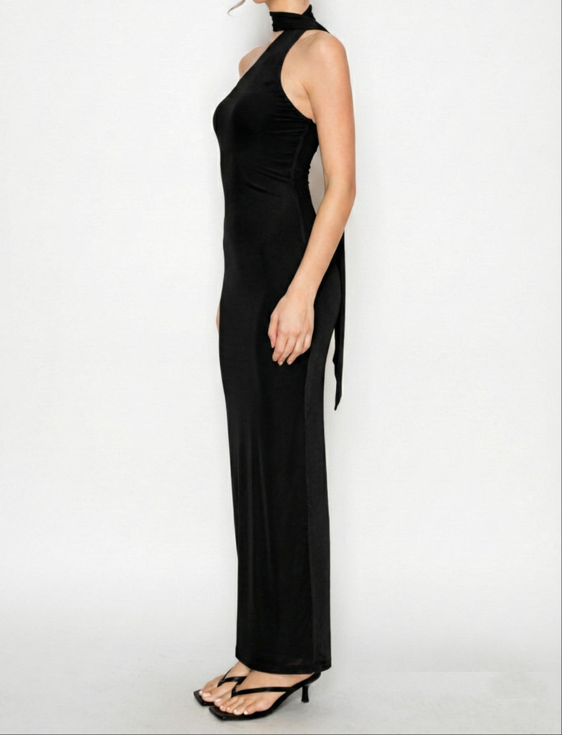 Lady in Black Maxi Dress