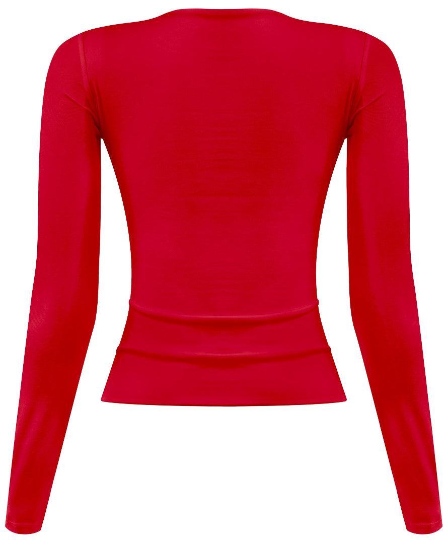 Keep You Close Round Neck Top- Red