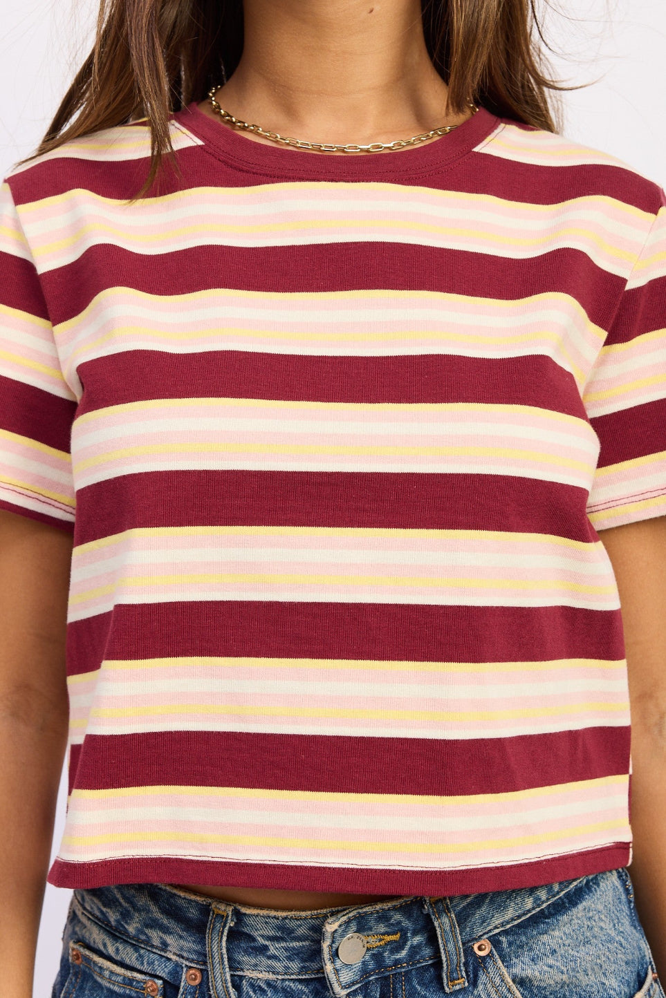 Boyfriend Striped Tee- Red Pink