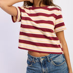 Boyfriend Striped Tee- Red Pink