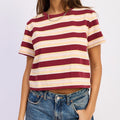 Boyfriend Striped Tee- Red Pink