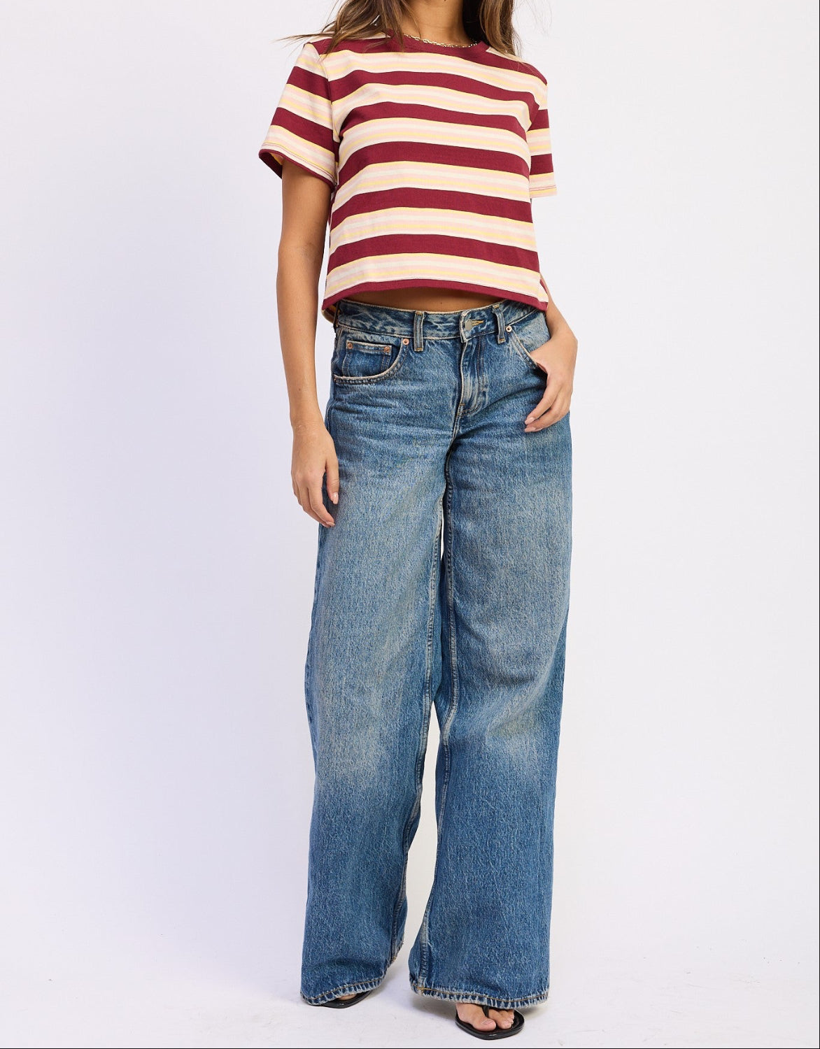 Boyfriend Striped Tee- Red Pink