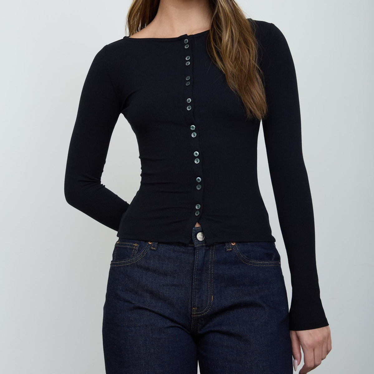 Boat Neck Long Sleeve- Black