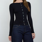 Boat Neck Long Sleeve- Black