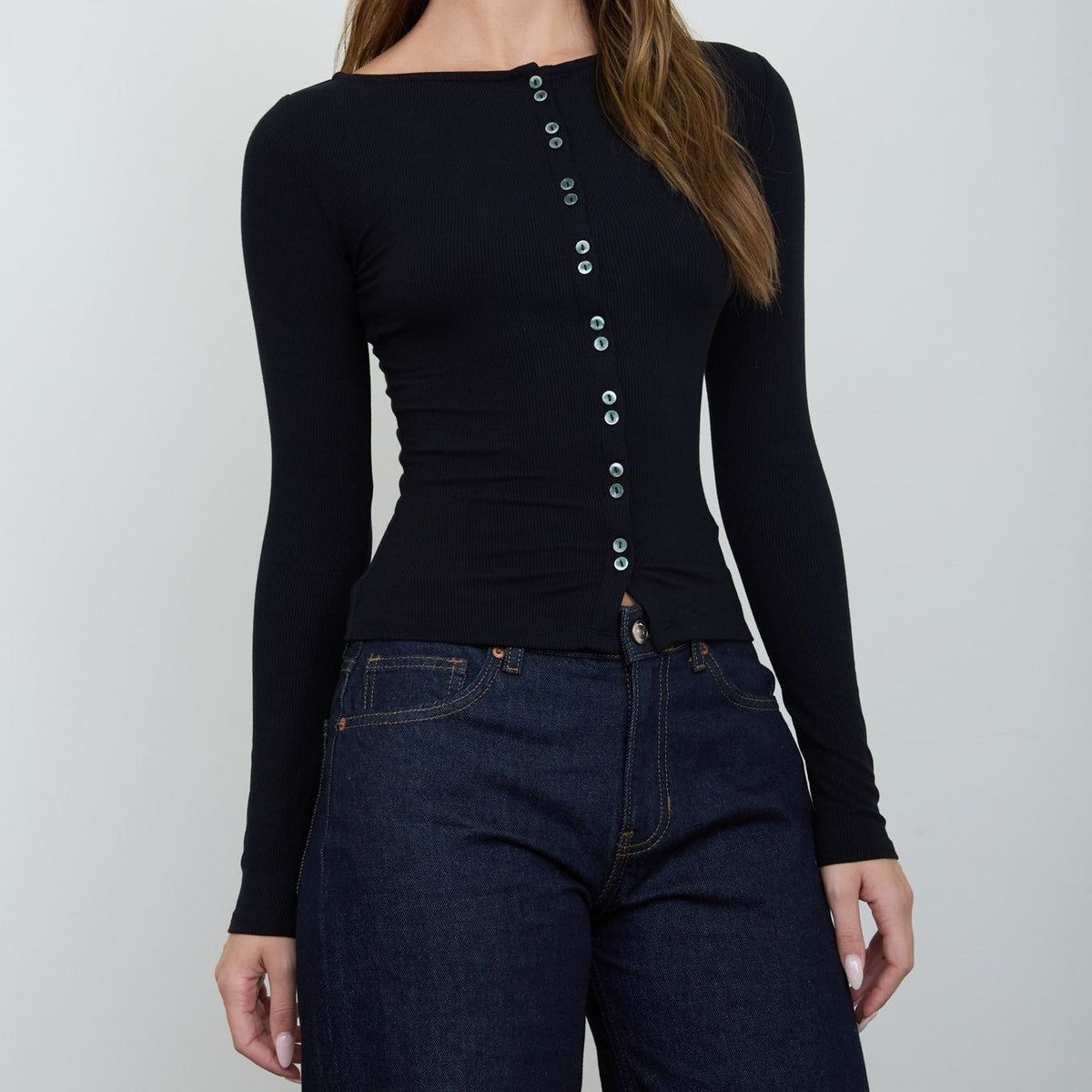 Boat Neck Long Sleeve- Black
