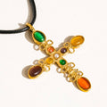 Multi Stone Cross Necklace