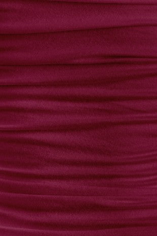 Short Sleeve Plunging V-neckline Top- Burgundy