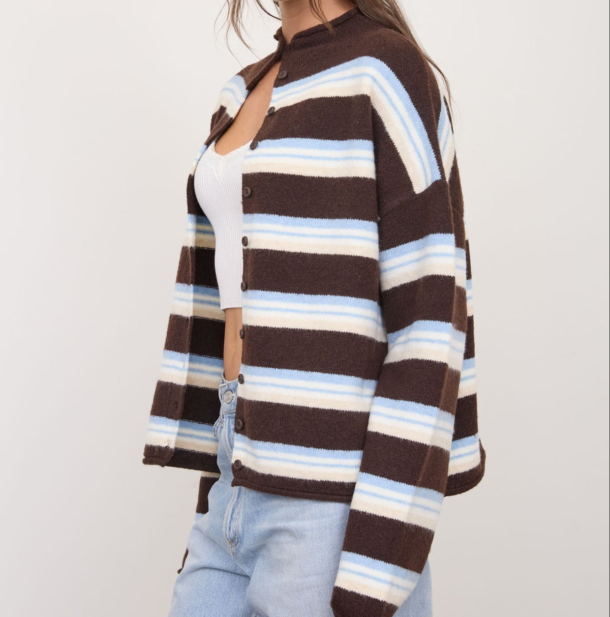 Cider Season Cardigan- Blue Brown