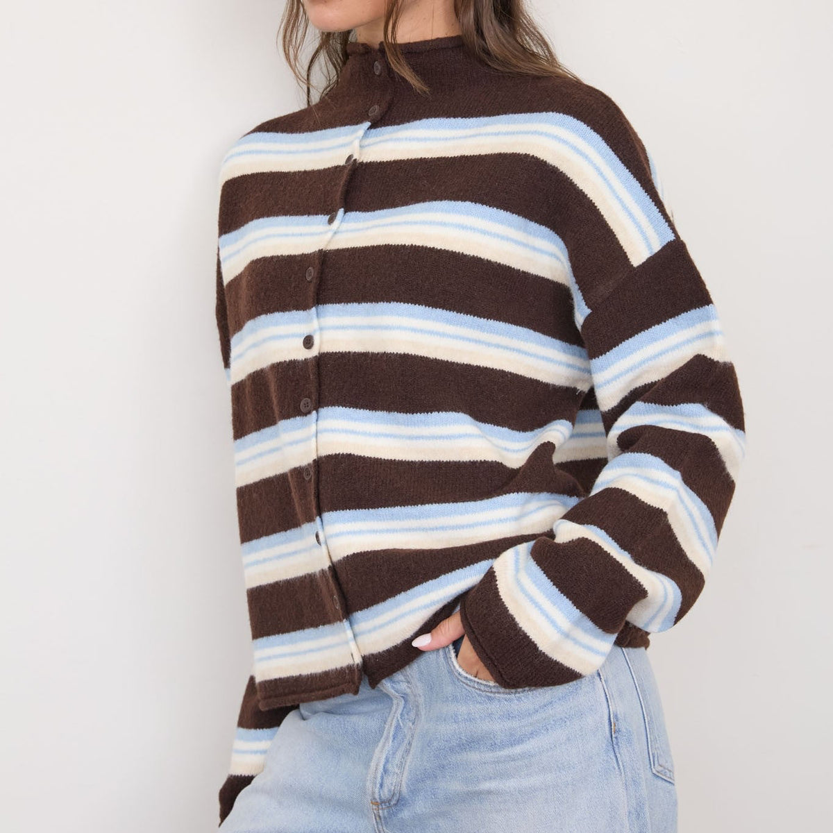 Cider Season Cardigan- Blue Brown