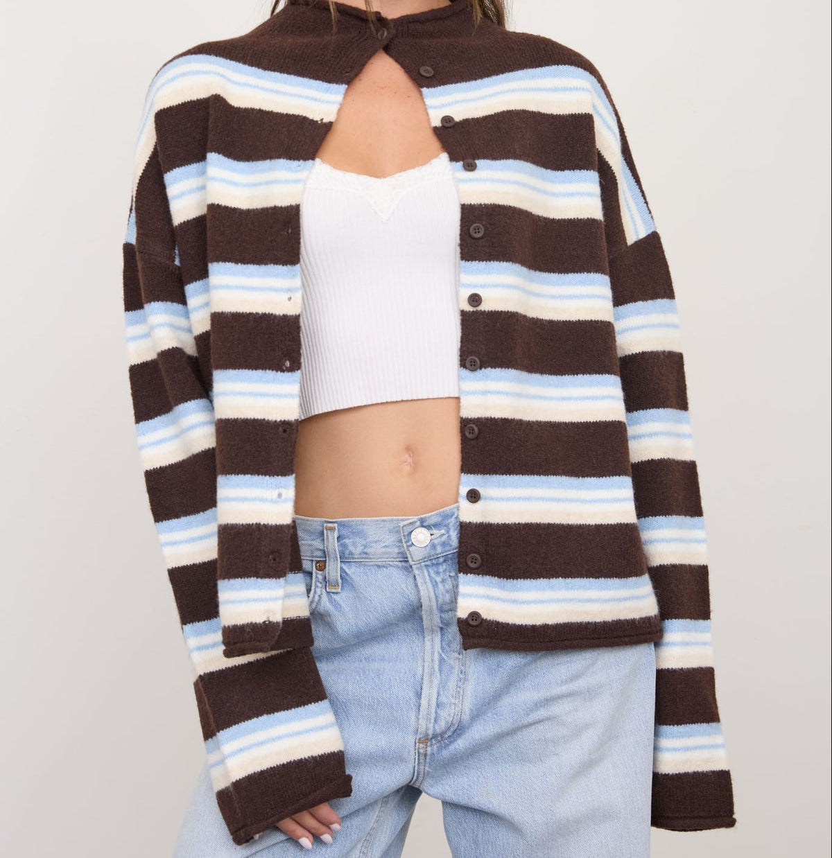 Cider Season Cardigan- Blue Brown