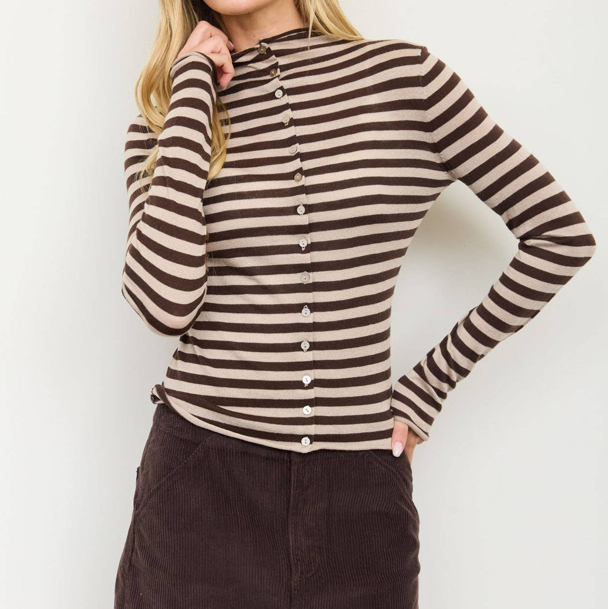 Brown Sugar Mock Neck Top