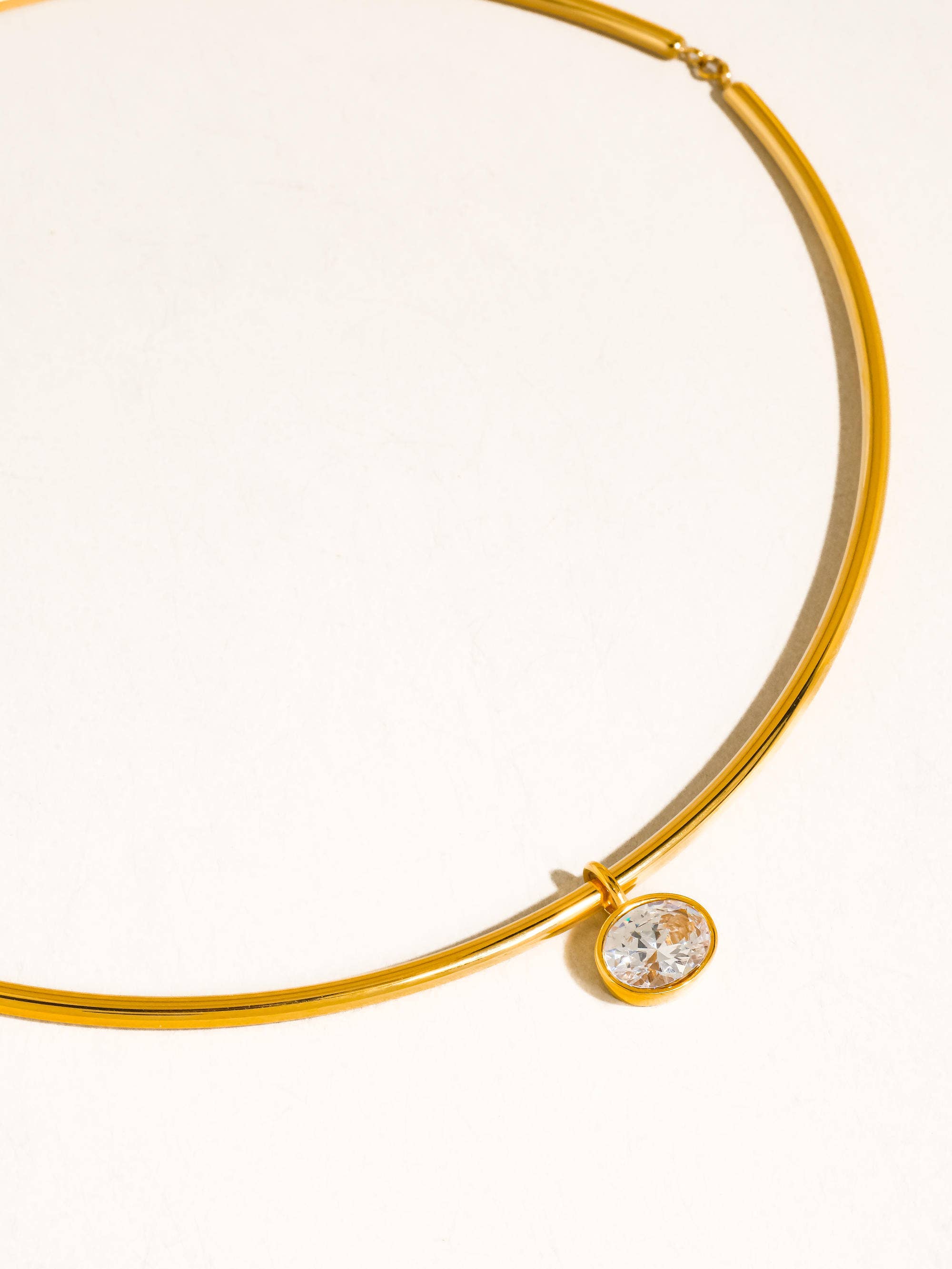 Campbell 18K Gold Non-Tarnish Classic CZ Choker: Yellow Gold / Oval-O