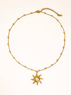 Astoria 18K Gold Non-Tarnish Sun Pendant Chain Necklace: Yellow Gold