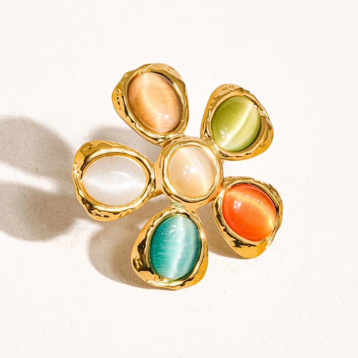 Vintage Stone Floral Ring