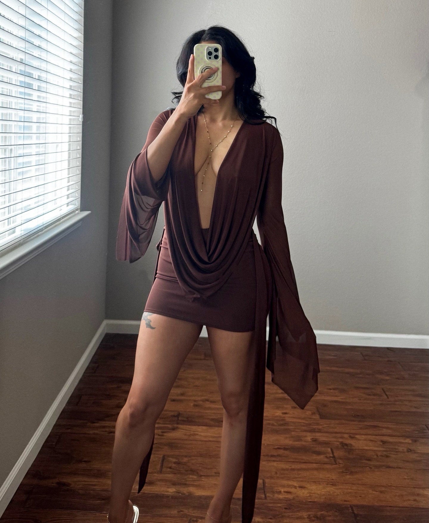 Main Character Mini Dress- Mocha