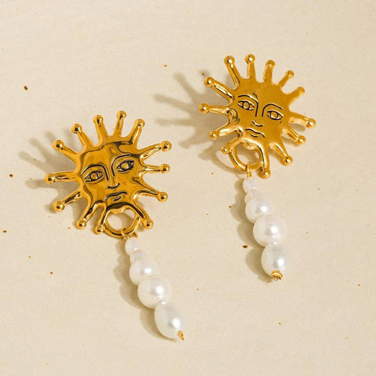 Sun Pearl Drop Earring