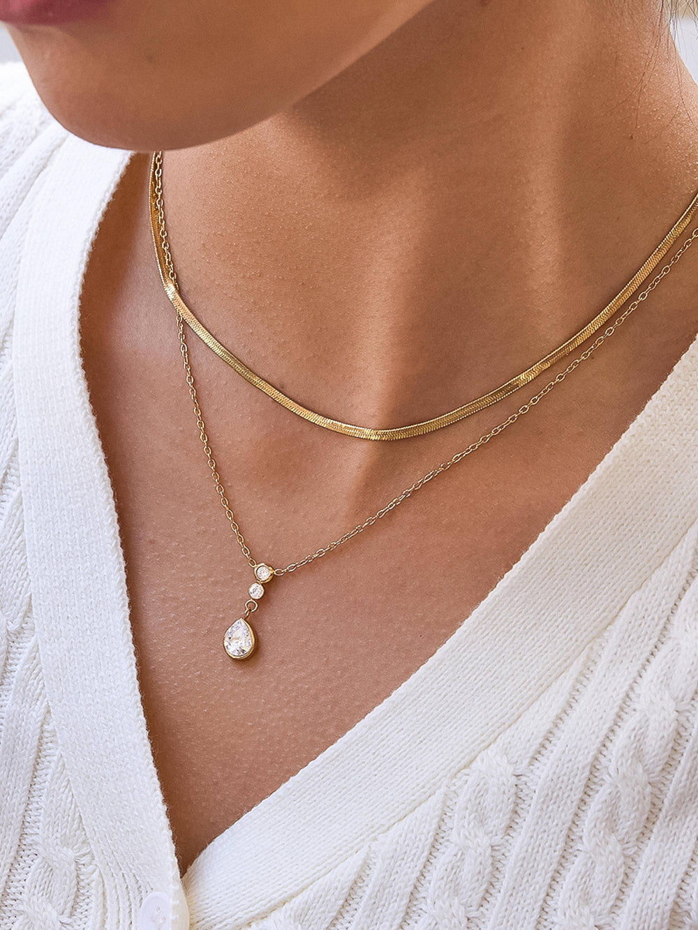 Dorielle Layered Teardrop Necklace