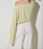 Spring Fling One Shoulder Top- Sage