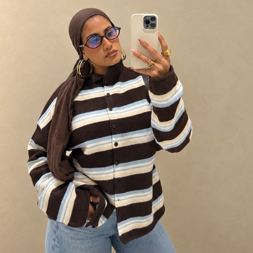 Cider Season Cardigan- Blue Brown