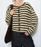 Paisley Striped Boxy Button Up Cardigan